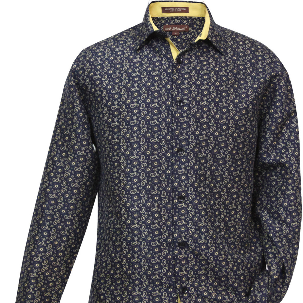 Mens Microfiber Long Sleeve Shirt Medium Navy